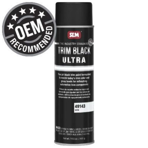 SEM 49143 Satin Black Ultra Trim Paint, 20 oz Aerosol Can - SEM Aerosols