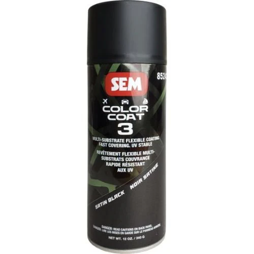 SEM 85243 Color Coat 3 Satin Black, 16 Oz Aerosol - SEM Aerosols