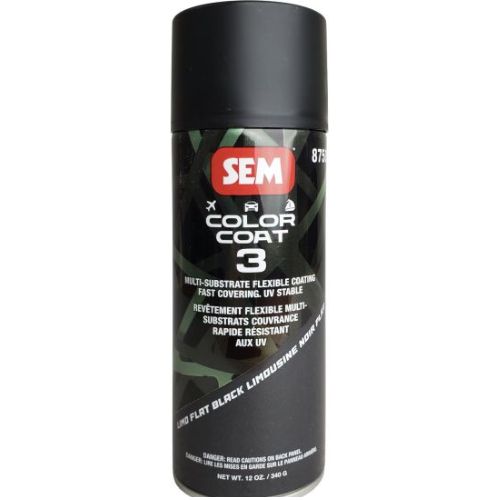 SEM 87503 Color Coat 3 Limo Flat Black, 16 oz | Aerosol | Auto Interior Paint - SEM Interior Auto Paints