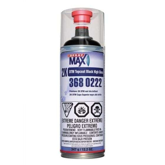 SprayMax® 3680222 2K DTM Topcoat, 12 oz Aerosol, High Gloss Black - Spraymax Aerosols