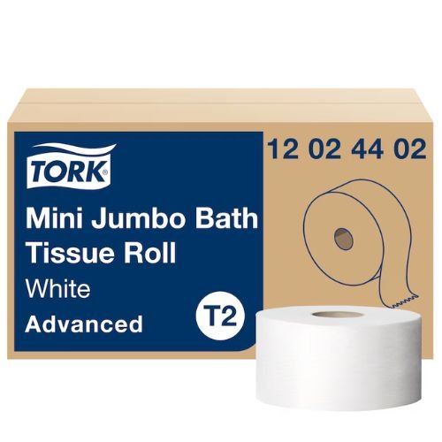 Tork 12024402 Mini Jumbo Bath Tissue | Case of 12 | 2 Ply - Tork Shop Supplies