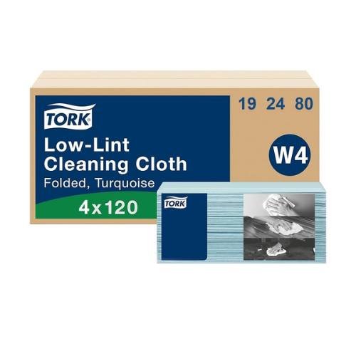 Tork® 192480 Top-Pak Low-Lint Turquois Cleaning Cloth, Case of 4 - Tork Shop Supplies