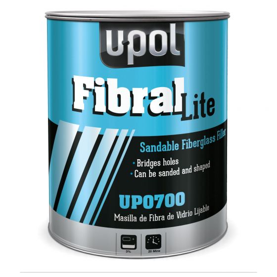 U-POL® 0700 FIBRAL LITE Lite Yellow Fiber Glass Filler, 3 L Tin - UPOL Body Fillers