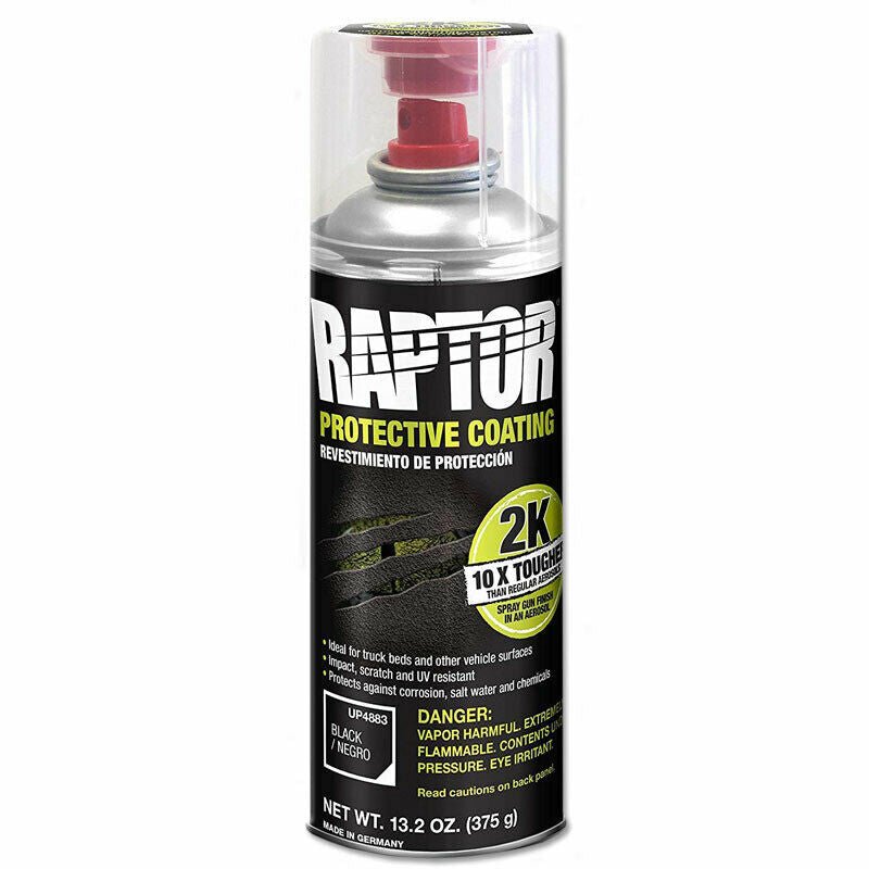 U-POL RAPTOR 4883 2K Bedliner Aerosol, 13.2 oz Aerosol Can, Black - UPOL Truck Bed Liners