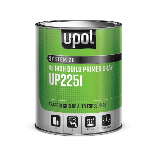 U-POL SYSTEM 20 UP2251 4:1 High-Build 2K Gray Primer, 1 Liter - UPOL Primers